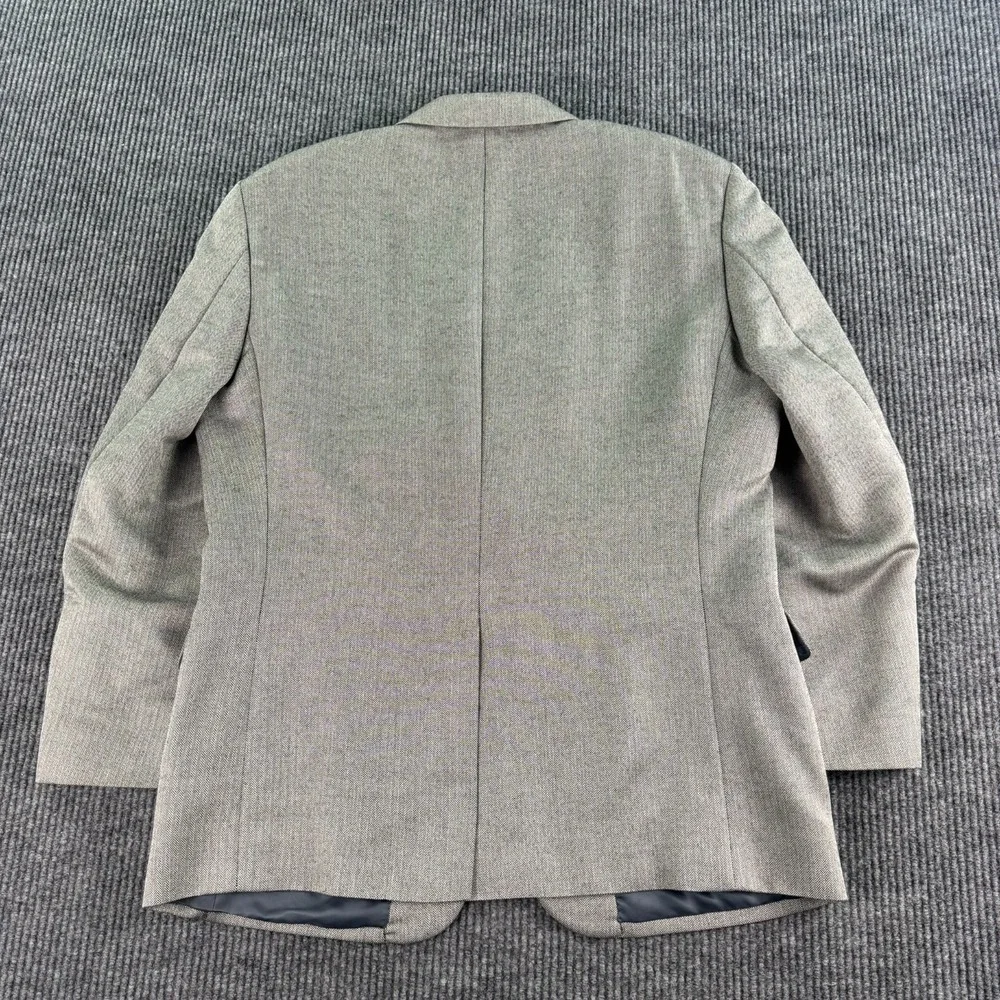 Jos A Bank Signature Sport Coat 46R Silk Camel Hair Herringbone Gray Blazer
